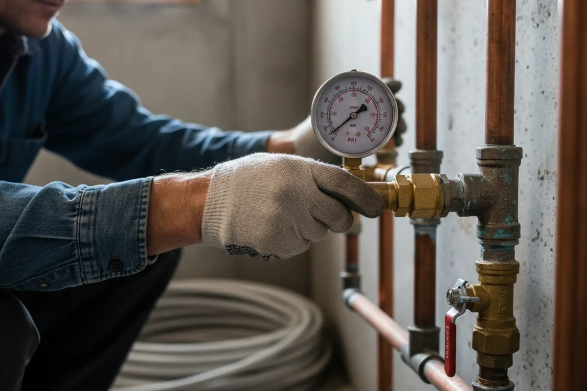 Pressure testing a repaired line during Water Line Repair in Sumiton